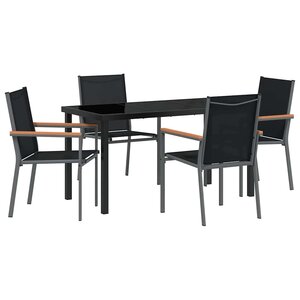vidaXL Ensemble de salle à manger pour jardin 5 Pièces Noir