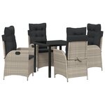 vidaXL Ensemble de Salle à Manger de Jardin de 5 Pièces avec Coussins Gris Clair Poly Rattan