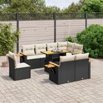 vidaXL Salon de jardin 9 Pièces avec coussins noir résine tressée