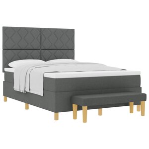 vidaXL Lit à ressorts avec matelas Gris foncé 160 x 200 cm tissu
