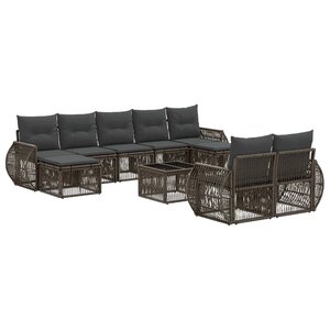 vidaXL Ensemble de canapé de jardin 10 Pièces Gris et Gris foncé