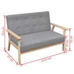 vidaXL Canapé à 2 places Tissu Gris clair