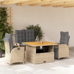vidaXL Ensemble à manger de jardin coussins 4 Pièces beige résine tressée