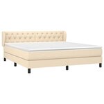 vidaXL Sommier à lattes de lit avec matelas Crème 160x200 cm Tissu