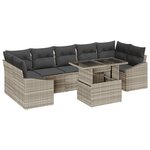 vidaXL Ensemble de canapé de jardin 8 pièces avec coussins gris clair en poly rotin