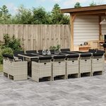 vidaXL Ensemble à manger de jardin et coussins 17 Pièces gris clair rotin