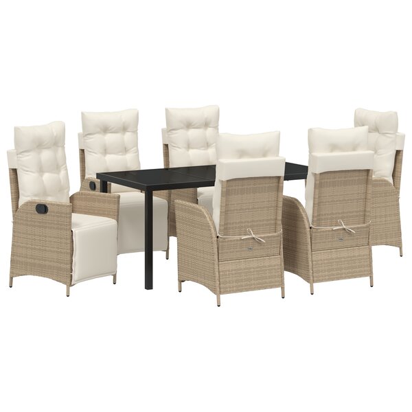 vidaXL Ensemble de 7 pièces de salle à manger de jardin en rattan PE beige