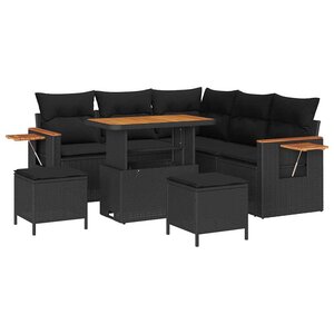 vidaXL Ensemble de canapé de jardin 8 Pièces Noir 90 x 55 x 71 cm