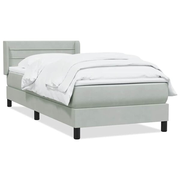 vidaXL Sommier à lattes de lit et matelas gris clair 100x210cm velours