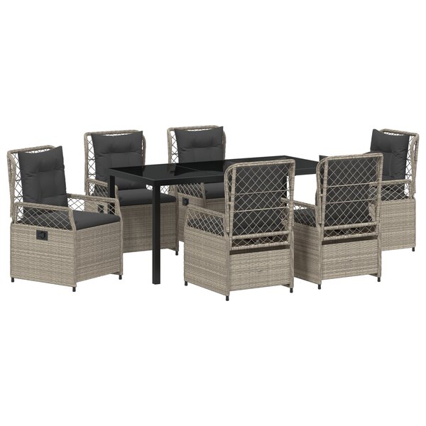 vidaXL Ensemble de salle à manger de jardin 7 pièces gris clair en rattan synthétique