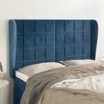 vidaXL Tête de lit avec oreilles Bleu foncé 147x23x118/128 cm Velours