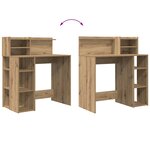 vidaXL Bureau avec rangement chêne artisanal 90 x 48 x 101 5 cm