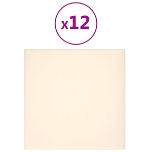 vidaXL Panneaux muraux 12 Pièces Crème 30x30 cm Velours 1 08 m²