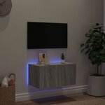 vidaXL Meuble TV mural avec lumières LED sonoma gris 60x35x31 cm