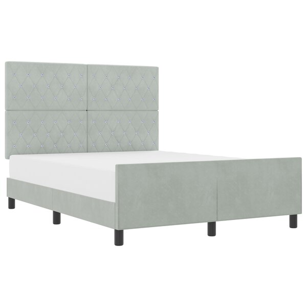 lit vidaXL Gris clair 160x200 cm Velours