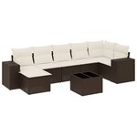 vidaXL Salon de jardin 8 Pièces avec coussins marron résine tressée