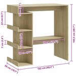 vidaXL Table de bar étagère de rangement Chêne sonoma Bois ingénierie