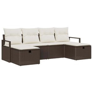 vidaXL Ensemble de canapé de jardin avec coussin 6 Pièces Marron et crème