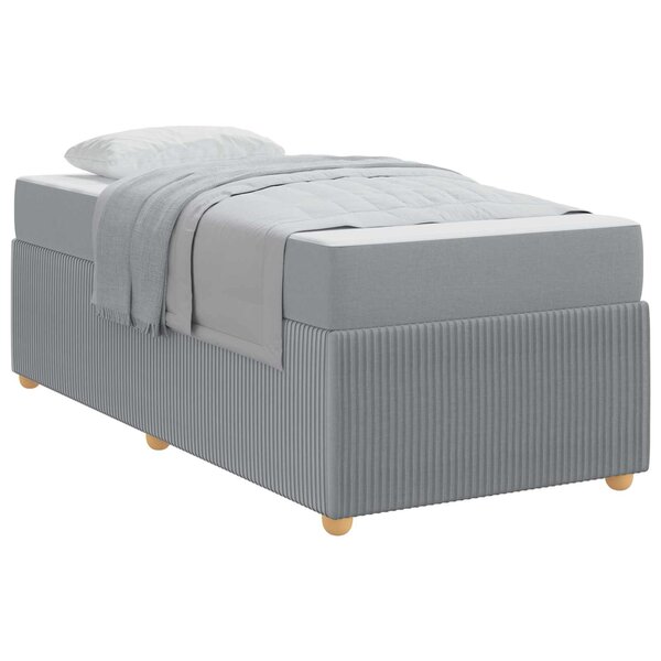 vidaXL Cadre de lit avec matelas Gris clair 90 x 190 cm tissu