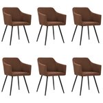 vidaXL Chaises à manger lot de 6 marron tissu