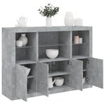 vidaXL Buffets avec lumières LED 3 Pièces gris béton bois d'ingénierie