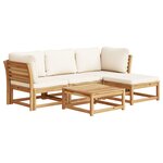 vidaXL Salon de jardin avec coussins 5 Pièces Bois d'acacia solide