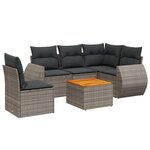 vidaXL Salon de jardin 6 Pièces avec coussins gris résine tressée