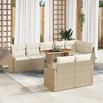 vidaXL Ensemble de salle à manger de jardin 9 pièces avec coussins beige poly rattan acacia