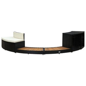 vidaXL Contour pour spa Noir Poly rotin et bois d'acacia massif