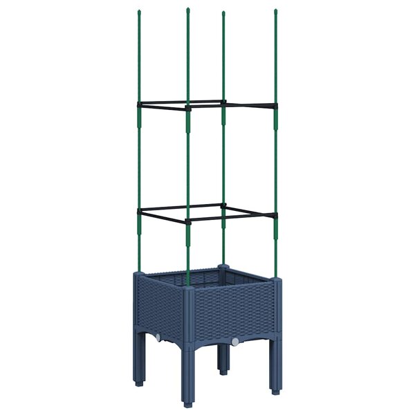 vidaXL Jardinière avec treillis bleu gris 40x40x142 5 cm PP