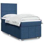 vidaXL Sommier à lattes de lit avec matelas Bleu 90x200 cm Tissu