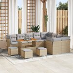 vidaXL Ensemble de canapé de jardin 13 pièces avec coussins beige poly rotin acacia