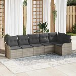 vidaXL Ensemble de canapé de jardin 6 Pièces Gris clair Poly rotin