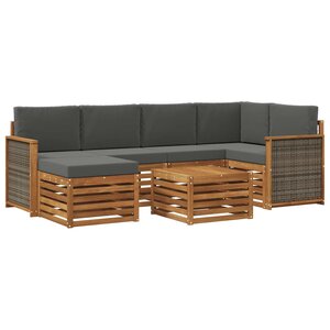 vidaXL Ensemble de canapés d'extérieur 6 pc Naturel et Anthracite
