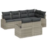 vidaXL Ensemble de Canapé de Jardin 7 Pièces avec Coussins Rotin Gris Clair Poly