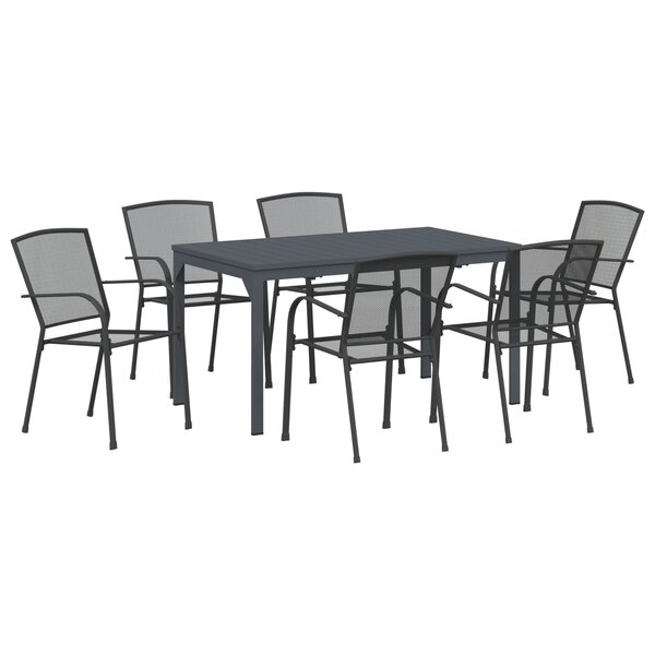 vidaXL Ensemble de Salle à Manger de Jardin de 7 Pièces en Acier Charcoal