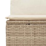 vidaXL Banc de jardin avec coussin Beige Poly rotin