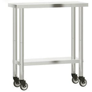 vidaXL Table de travail de cuisine avec roues 82 5x30x85 cm inox