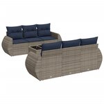 vidaXL Salon de jardin 7 Pièces avec coussins gris résine tressée