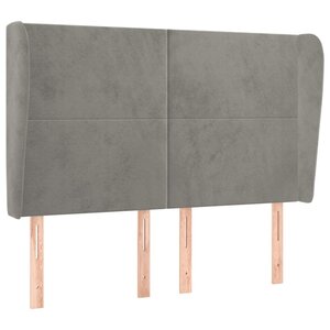 vidaXL Tête de lit avec oreilles Gris clair 147x23x118/128 cm Velours