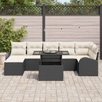 vidaXL Ensemble de canapé de jardin 8 Pièces Noir et Crème polyrotin