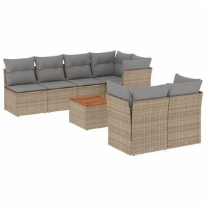 vidaXL Salon de jardin avec coussins 8Pièces mélange beige résine tressée