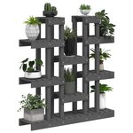 vidaXL Support à plantes Gris 104 5x25x109 5 cm Bois massif de pin