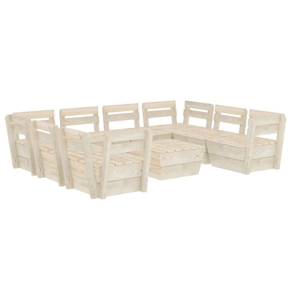vidaXL Salon de jardin palette 9 Pièces Bois d'épicéa imprégné
