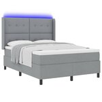 vidaXL Lit à ressort LED avec matelas Gris clair 140 x 190 cm tissu