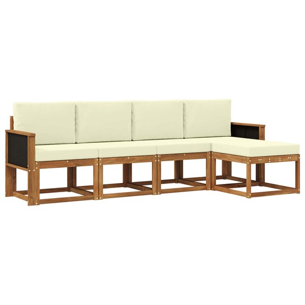 vidaXL Ensemble de canapés d'extérieur 5 pc Naturel et Crème Polyester