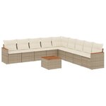 vidaXL Salon de jardin avec coussins 10 Pièces beige résine tressée