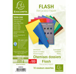 Paquet de 100 chemises FLASH 220 100  recyclé - 24x32cm - Couleurs assorties EXACOMPTA