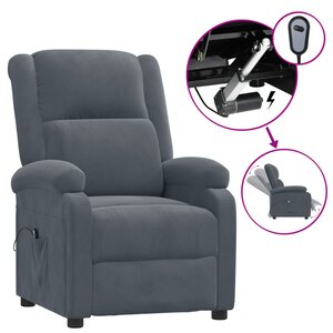 vidaXL Fauteuil inclinable électrique Gris foncé Velours