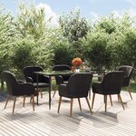 vidaXL Ensemble à manger de jardin avec coussins 7 Pièces Noir